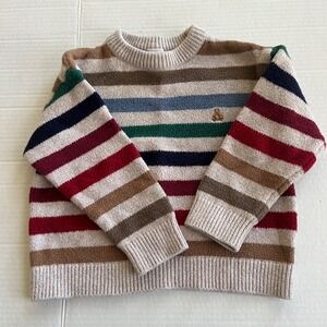 Baby Gap Striped Unisex Sweater 2 Teddy Bear Quiet Luxury Comfy Preppy Warm Cozy